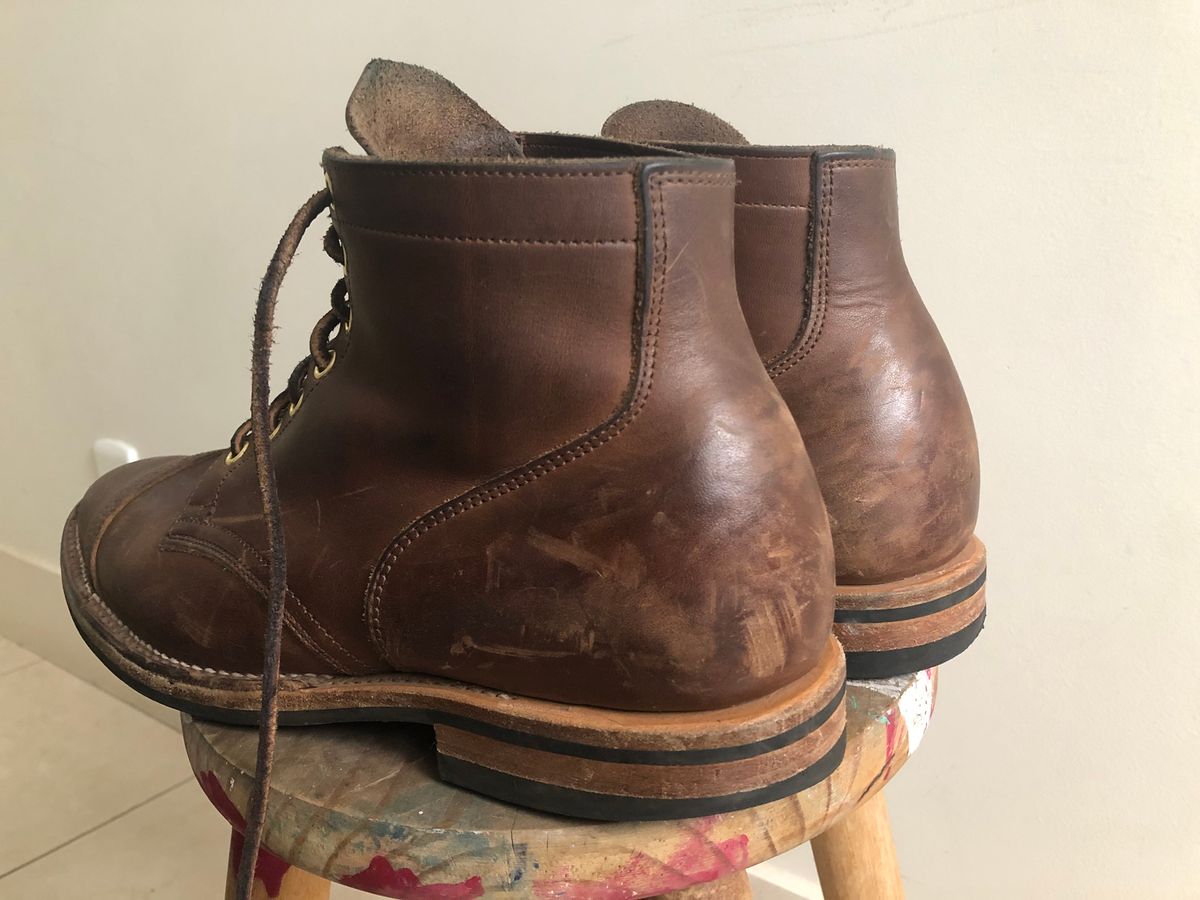 Photo by mvilla on August 9, 2018 of the Viberg Service Boot PCT in Horween Crust Chromexcel.