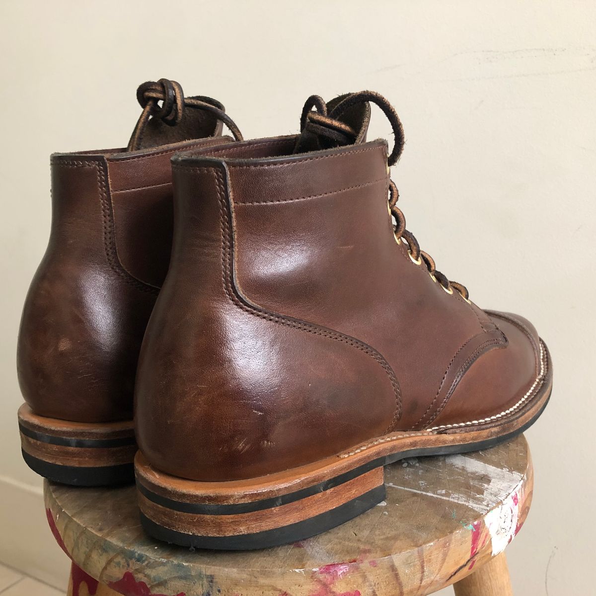 Photo by mvilla on August 10, 2018 of the Viberg Service Boot PCT in Horween Crust Chromexcel.