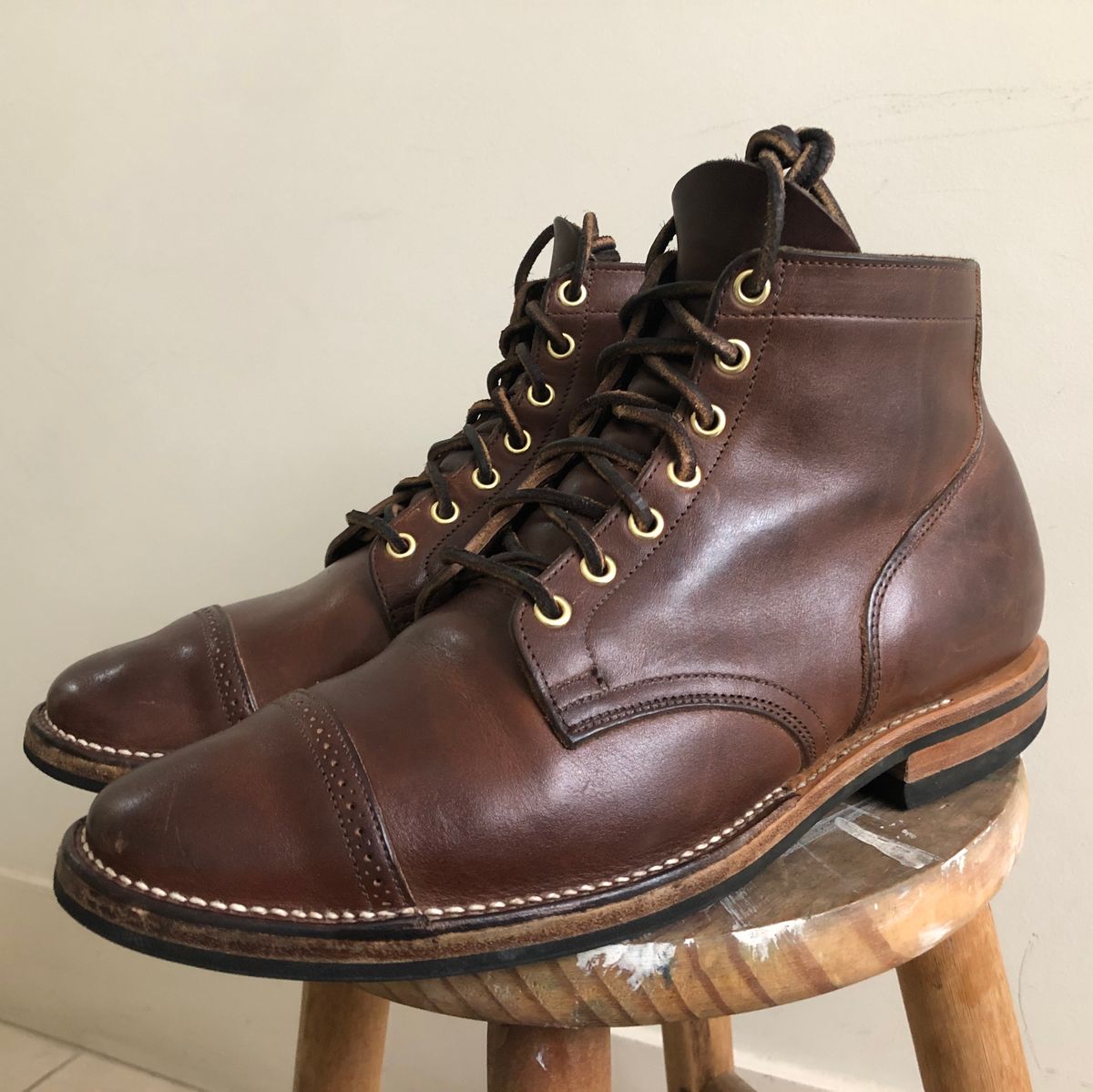 Photo by mvilla on August 10, 2018 of the Viberg Service Boot PCT in Horween Crust Chromexcel.