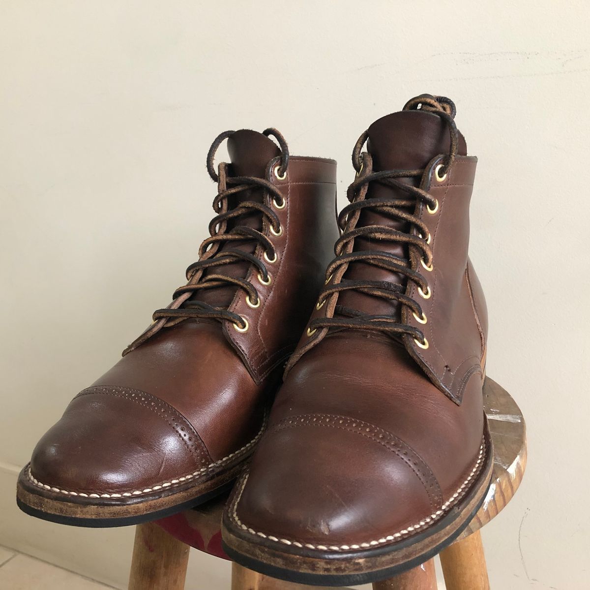 Photo by mvilla on August 10, 2018 of the Viberg Service Boot PCT in Horween Crust Chromexcel.