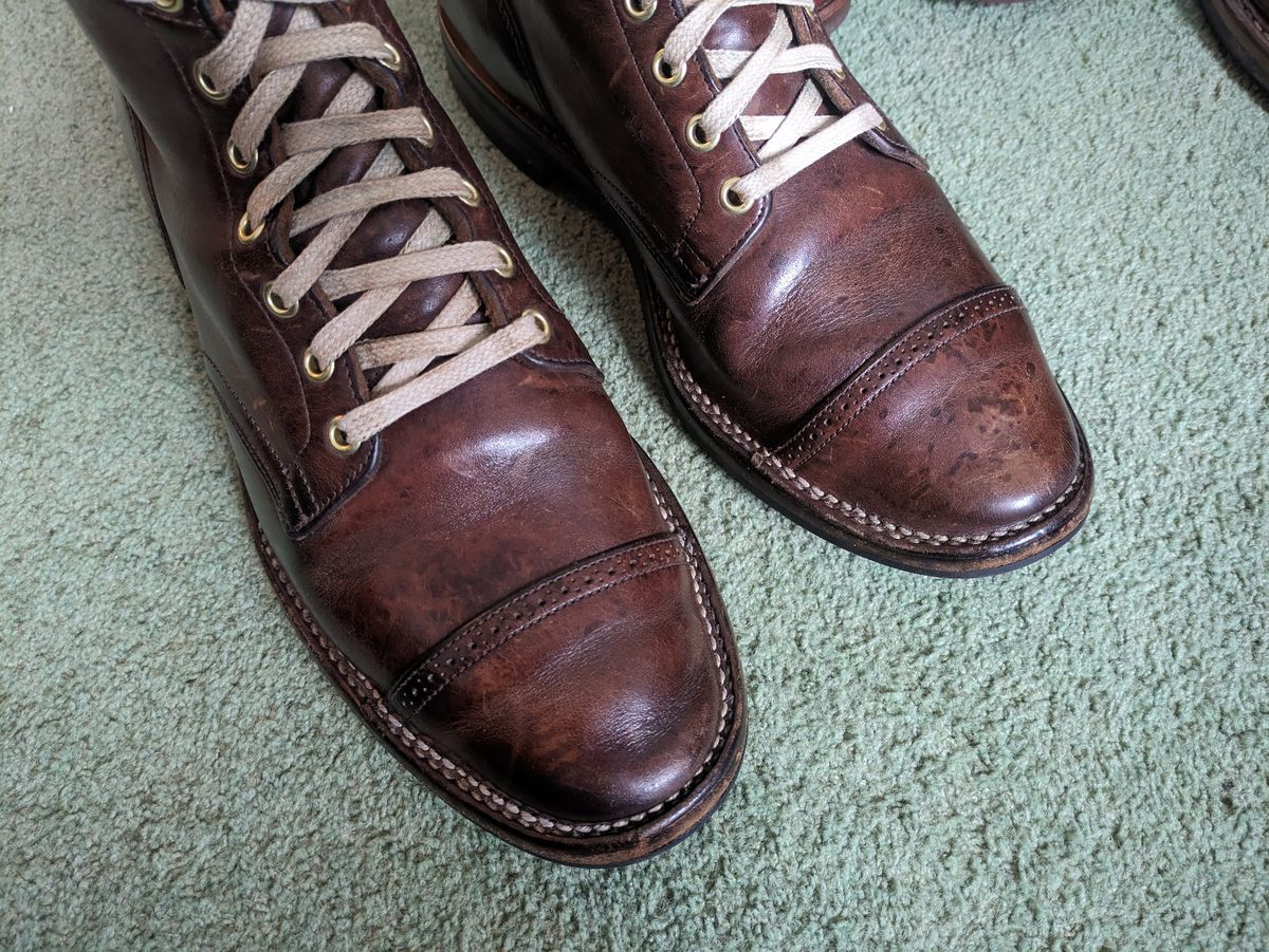 Photo by mvilla on December 18, 2023 of the Viberg Service Boot PCT in Horween Crust Chromexcel.