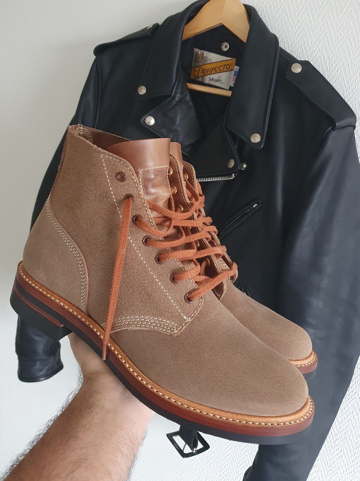 Photo by mvilla on January 12, 2023 of the John Lofgren M-43 Service Shoes in Horween Natural Chromexcel Roughout.