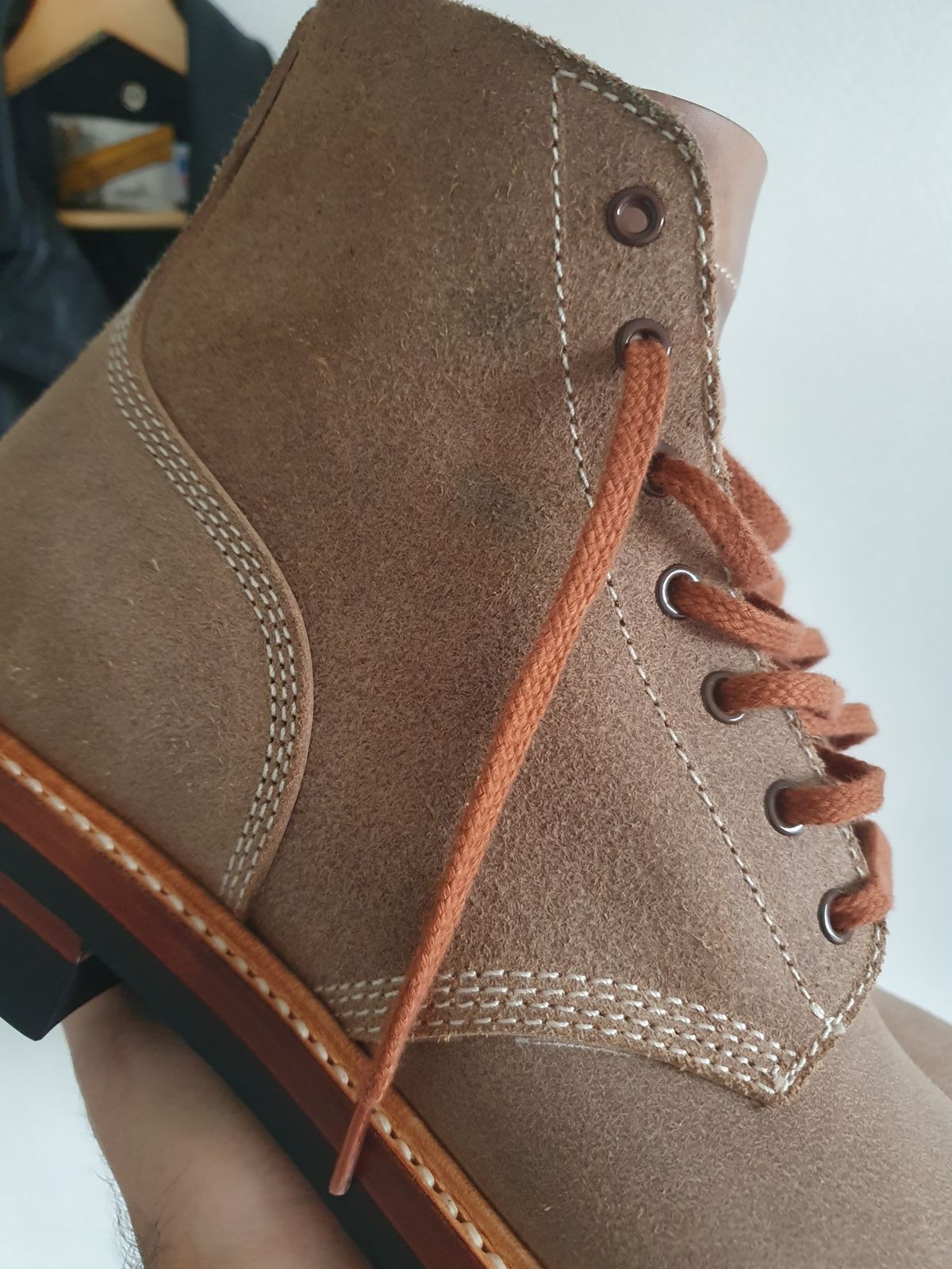 Photo by mvilla on January 12, 2023 of the John Lofgren M-43 Service Shoes in Horween Natural Chromexcel Roughout.