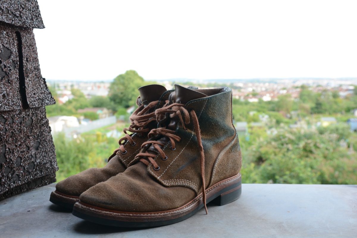 Photo by mvilla on July 23, 2023 of the John Lofgren M-43 Service Shoes in Horween Natural Chromexcel Roughout.