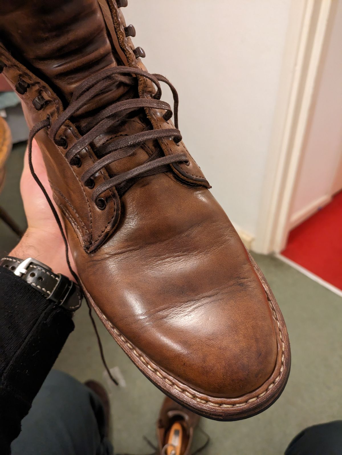 Photo by mvilla on January 13, 2024 of the White's Stevens (Plain Toe) in Horween Natural Chromexcel.