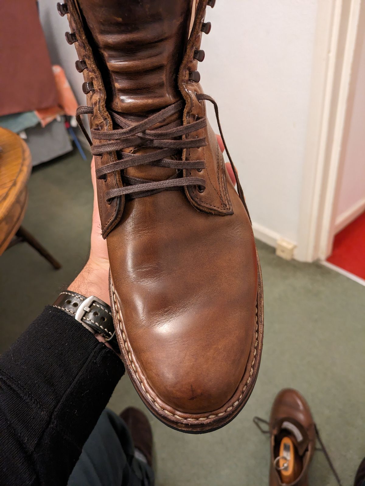 Photo by mvilla on January 13, 2024 of the White's Stevens (Plain Toe) in Horween Natural Chromexcel.