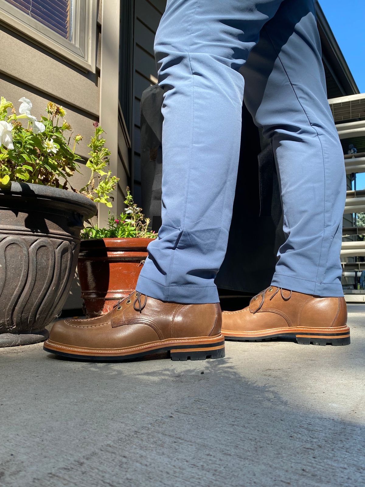 Photo by JCBoots on October 9, 2023 of the Grant Stone Brass Boot in Horween Natural Chromexcel.