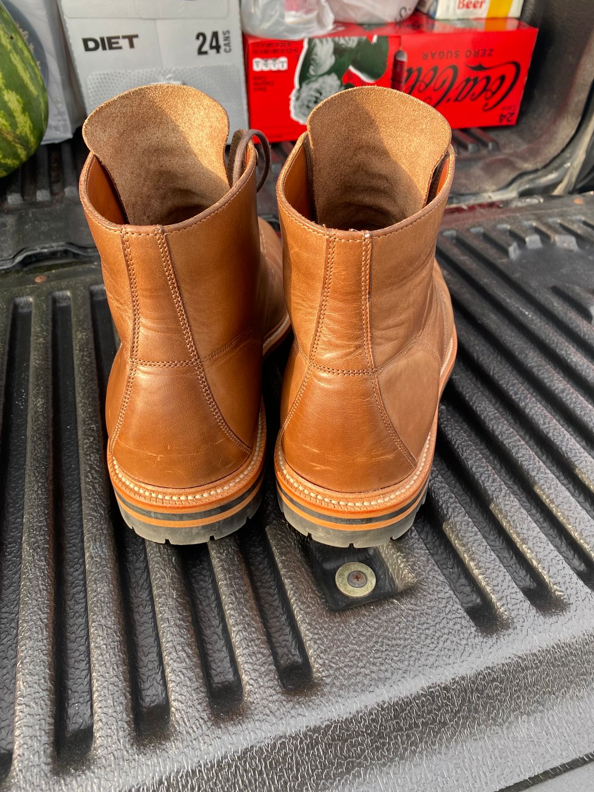 Photo by JCBoots on November 5, 2023 of the Grant Stone Brass Boot in Horween Natural Chromexcel.