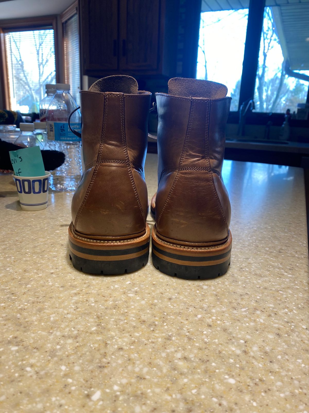 Photo by JCBoots on December 4, 2023 of the Grant Stone Brass Boot in Horween Natural Chromexcel.