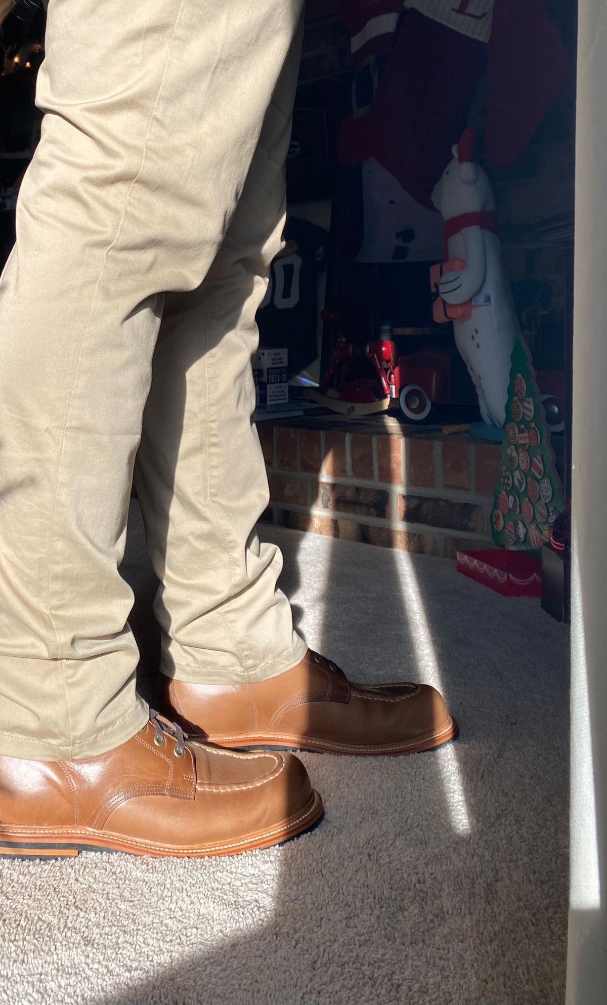 Photo by JCBoots on January 2, 2024 of the Grant Stone Brass Boot in Horween Natural Chromexcel.