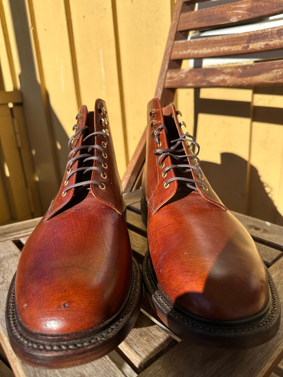 Photo by martining on October 1, 2025 of the Grant Stone Edward Boot in Badalassi Cognac Ecbatana.