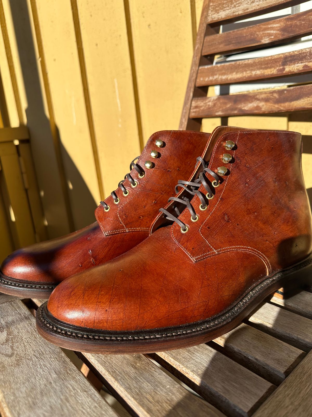 Photo by martining on October 1, 2025 of the Grant Stone Edward Boot in Badalassi Cognac Ecbatana.