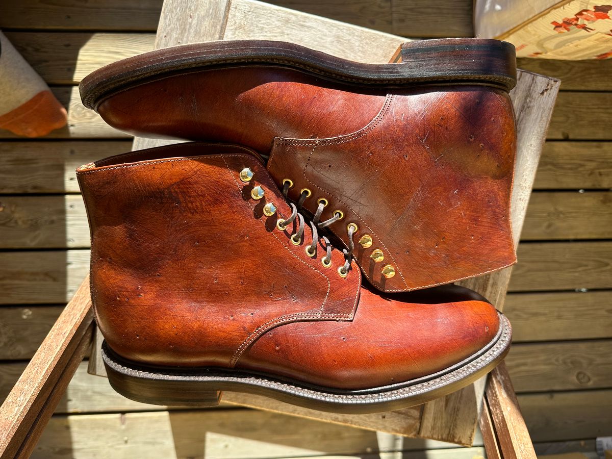 Photo by martining on October 1, 2025 of the Grant Stone Edward Boot in Badalassi Cognac Ecbatana.