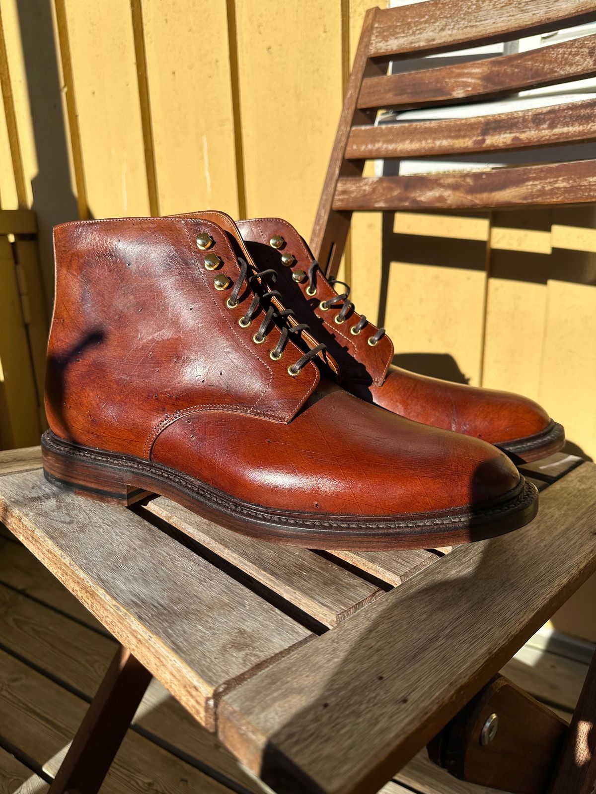 Photo by martining on October 1, 2025 of the Grant Stone Edward Boot in Badalassi Cognac Ecbatana.