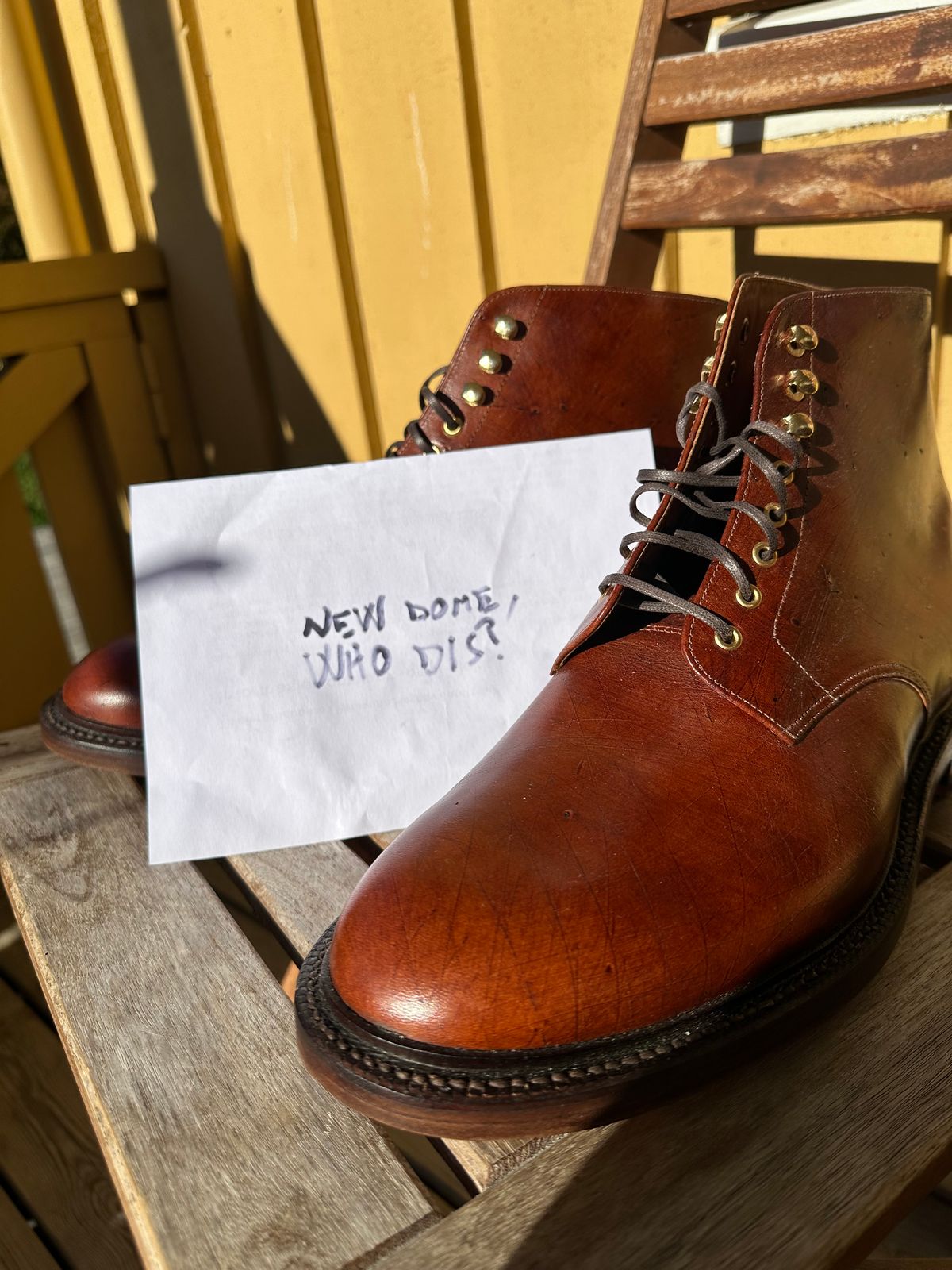 Photo by martining on October 1, 2025 of the Grant Stone Edward Boot in Badalassi Cognac Ecbatana.