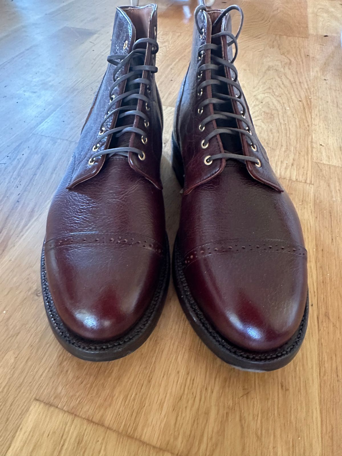 Photo by martining on October 3, 2025 of the Grant Stone Garrison Boot in C.F. Stead Crimson Classic Kudu.