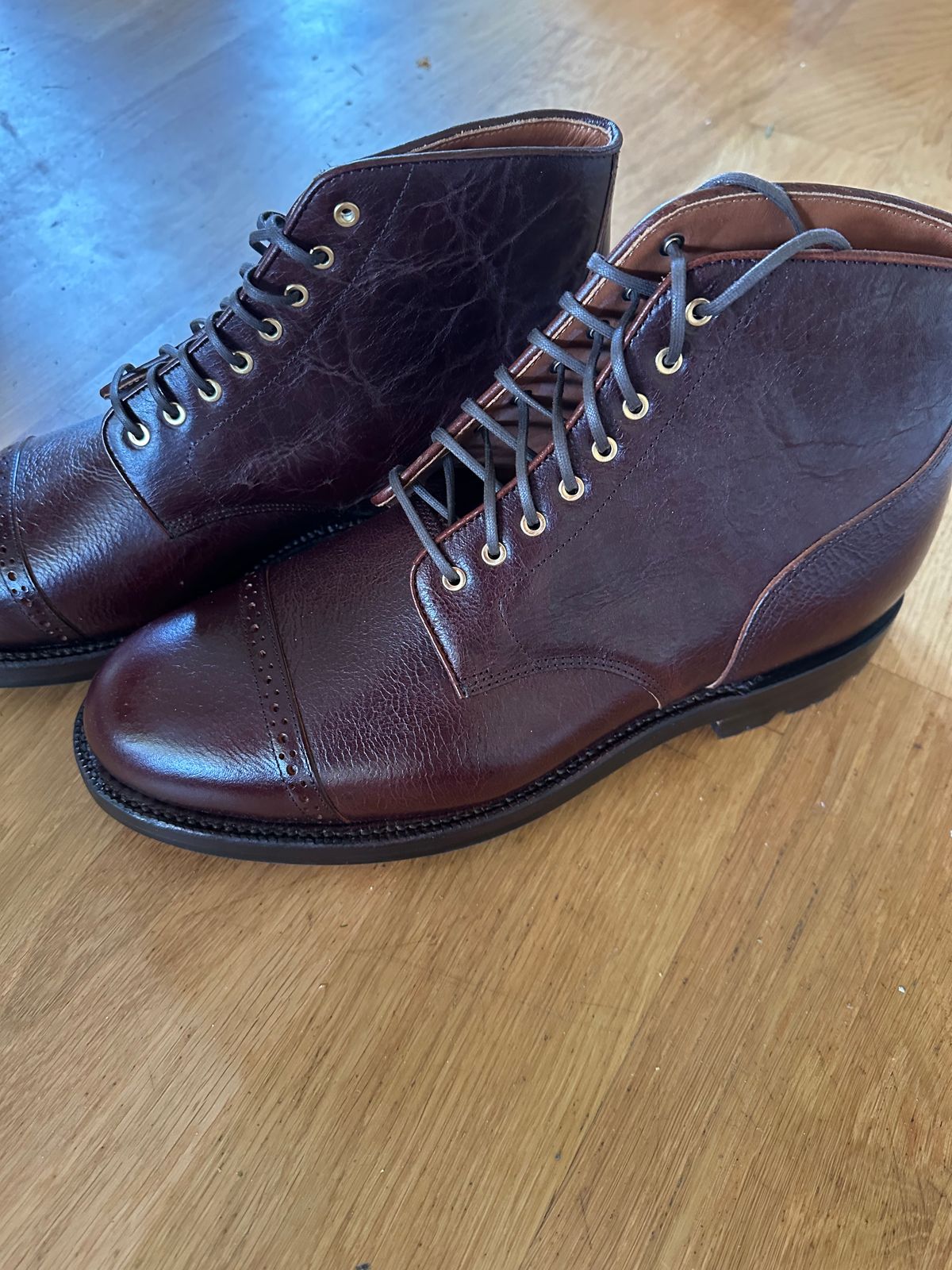 Photo by martining on October 3, 2025 of the Grant Stone Garrison Boot in C.F. Stead Crimson Classic Kudu.