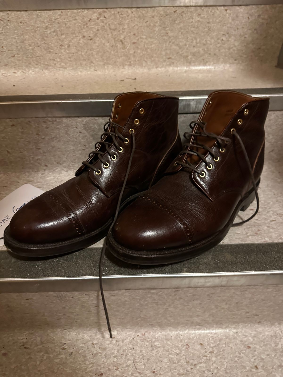 Photo by martining on November 5, 2025 of the Grant Stone Garrison Boot in C.F. Stead Crimson Classic Kudu.