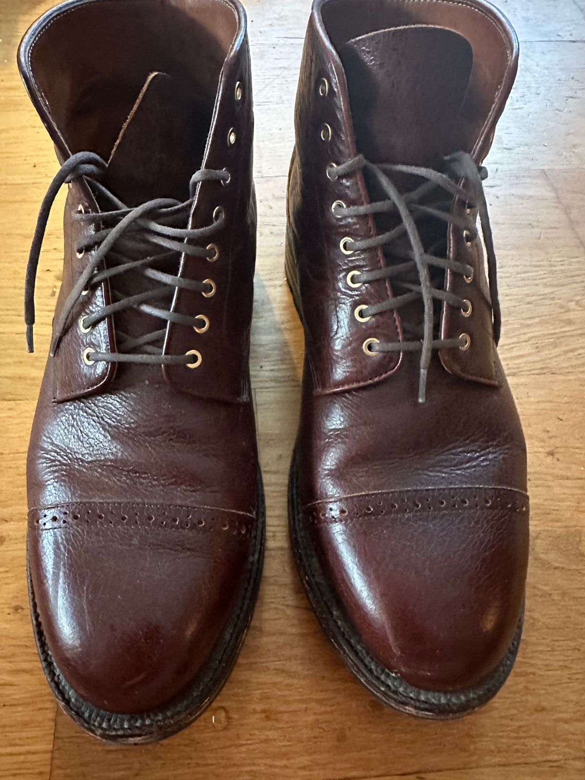 Photo by martining on January 5, 2026 of the Grant Stone Garrison Boot in C.F. Stead Crimson Classic Kudu.