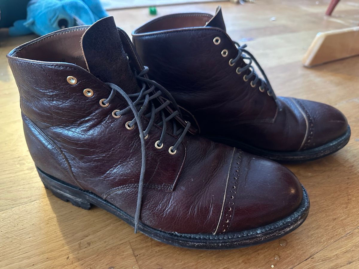 Photo by martining on January 5, 2026 of the Grant Stone Garrison Boot in C.F. Stead Crimson Classic Kudu.