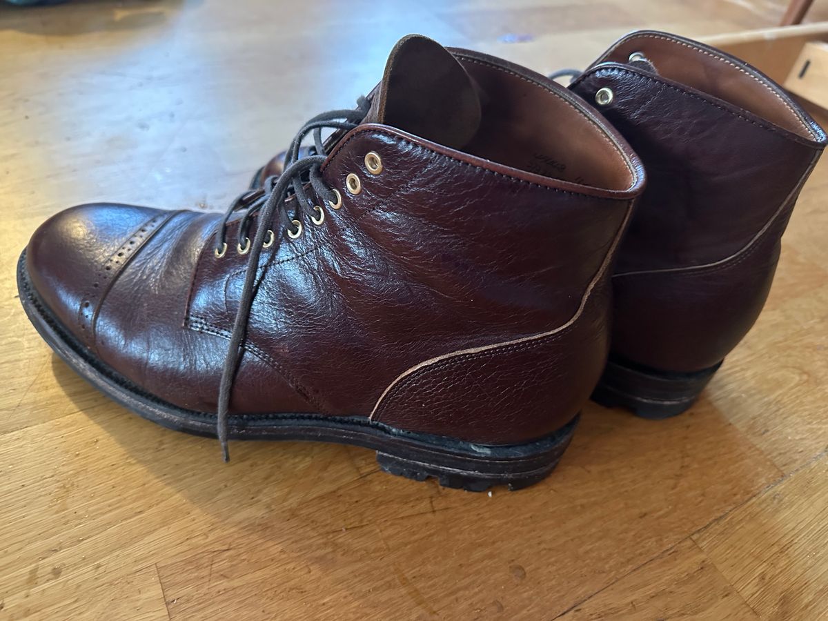 Photo by martining on January 5, 2026 of the Grant Stone Garrison Boot in C.F. Stead Crimson Classic Kudu.