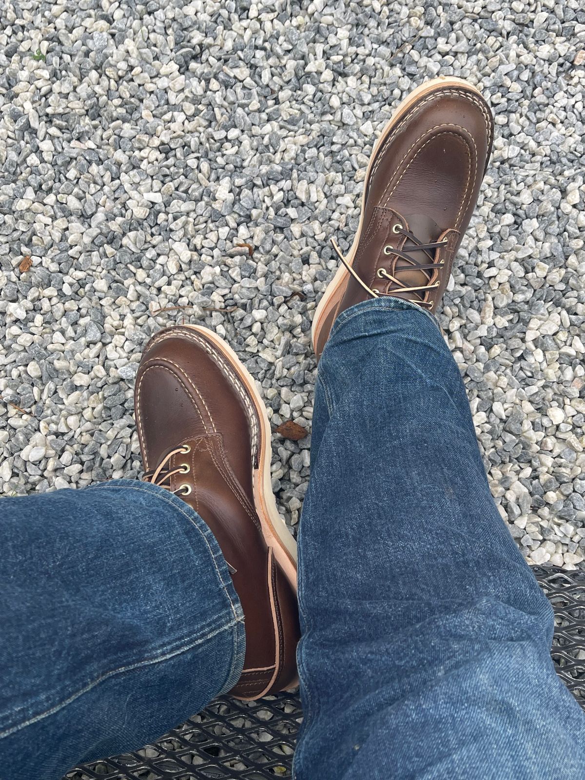 Photo by martining on October 1, 2023 of the Nicks Moc Toe in Horween Dark Olive Chromexcel.
