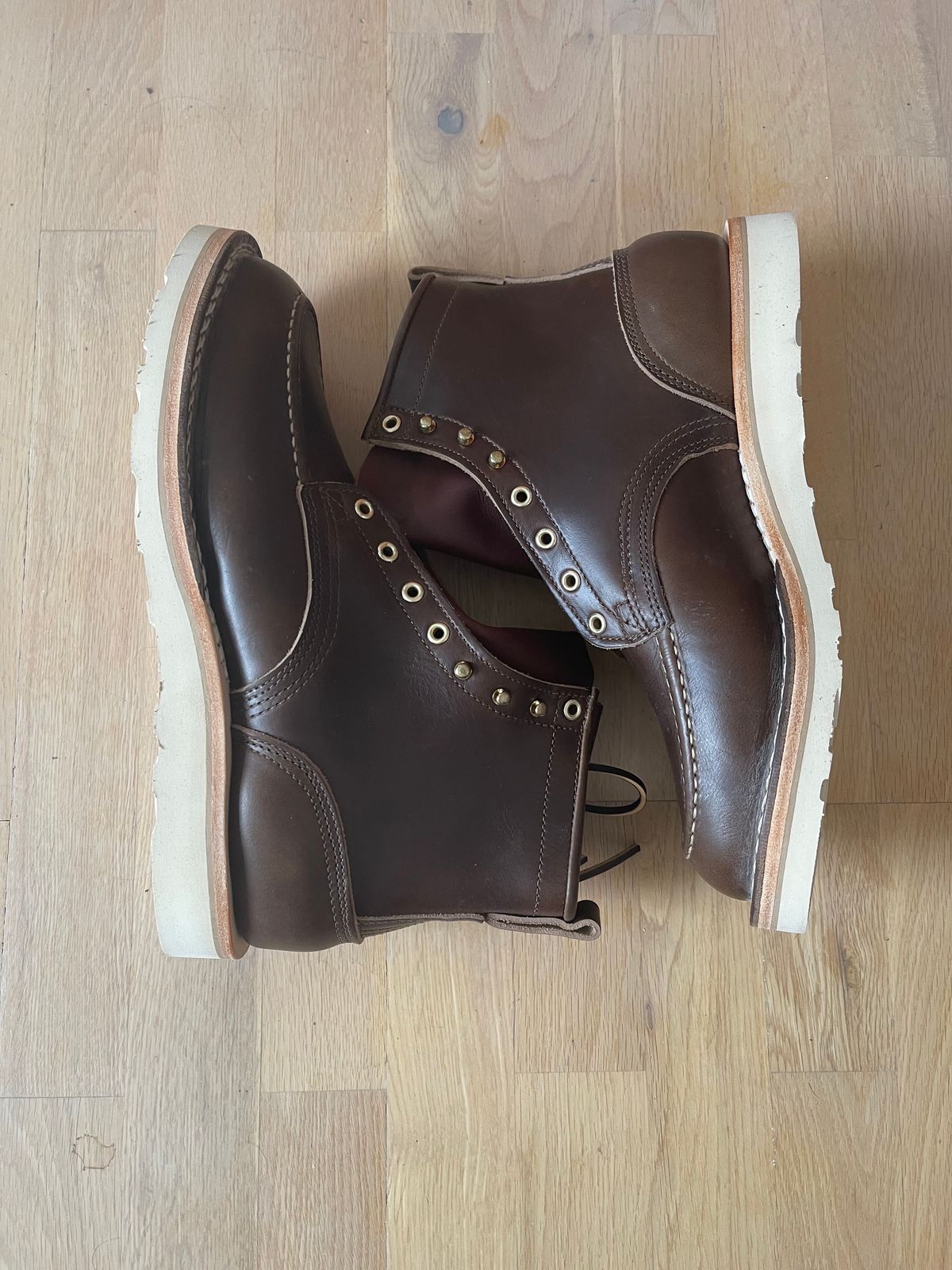 Photo by martining on October 1, 2023 of the Nicks Moc Toe in Horween Dark Olive Chromexcel.