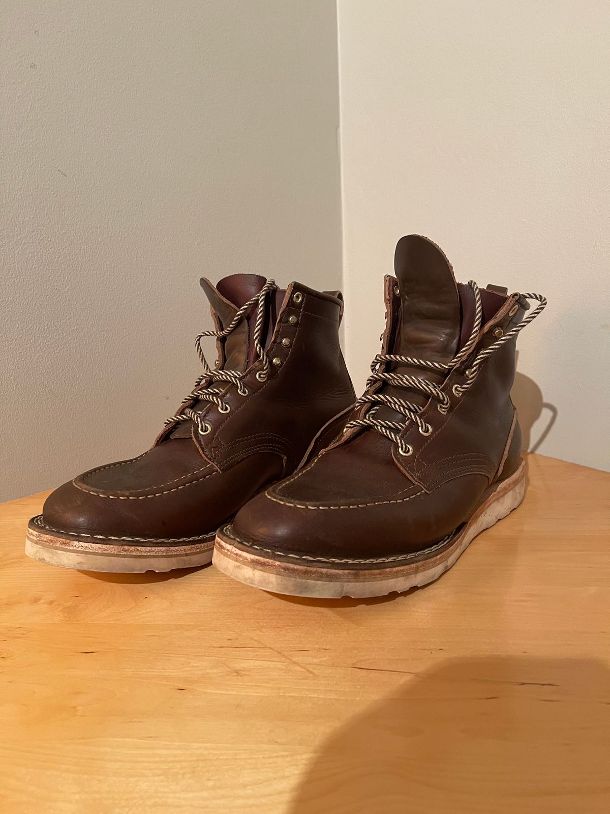 Photo by martining on November 5, 2023 of the Nicks Moc Toe in Horween Dark Olive Chromexcel.