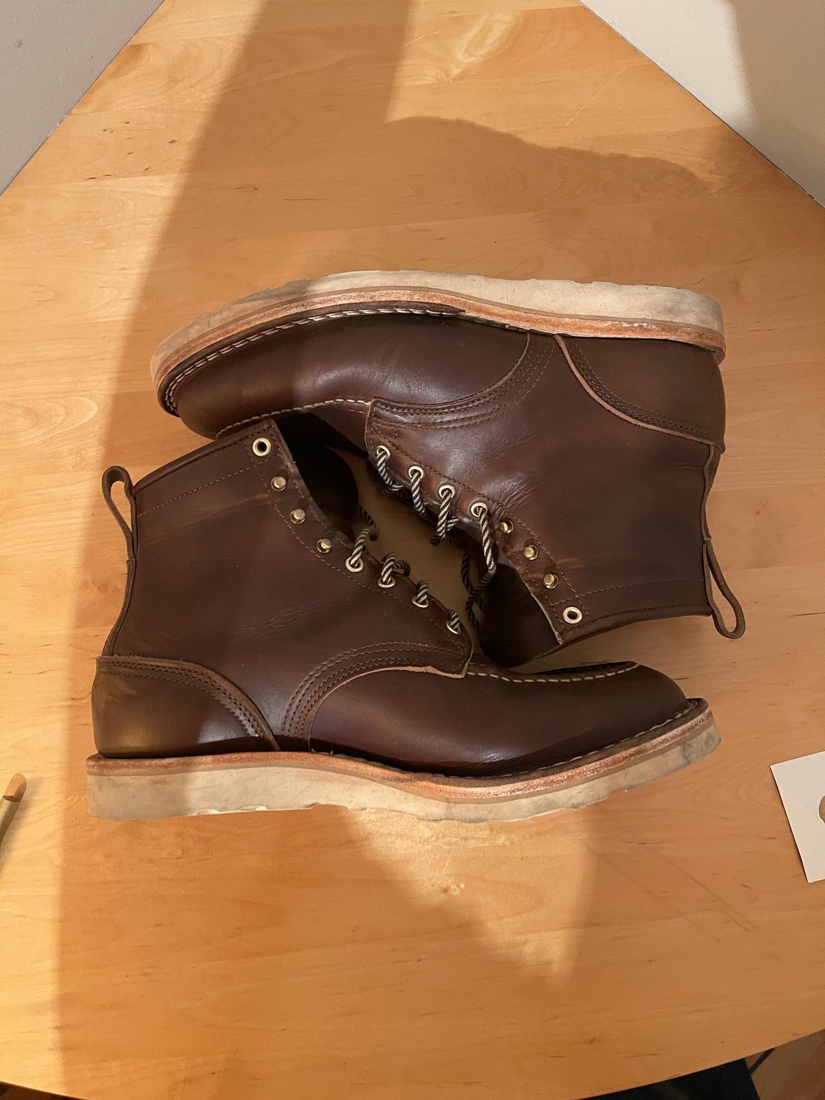 Photo by martining on November 5, 2023 of the Nicks Moc Toe in Horween Dark Olive Chromexcel.