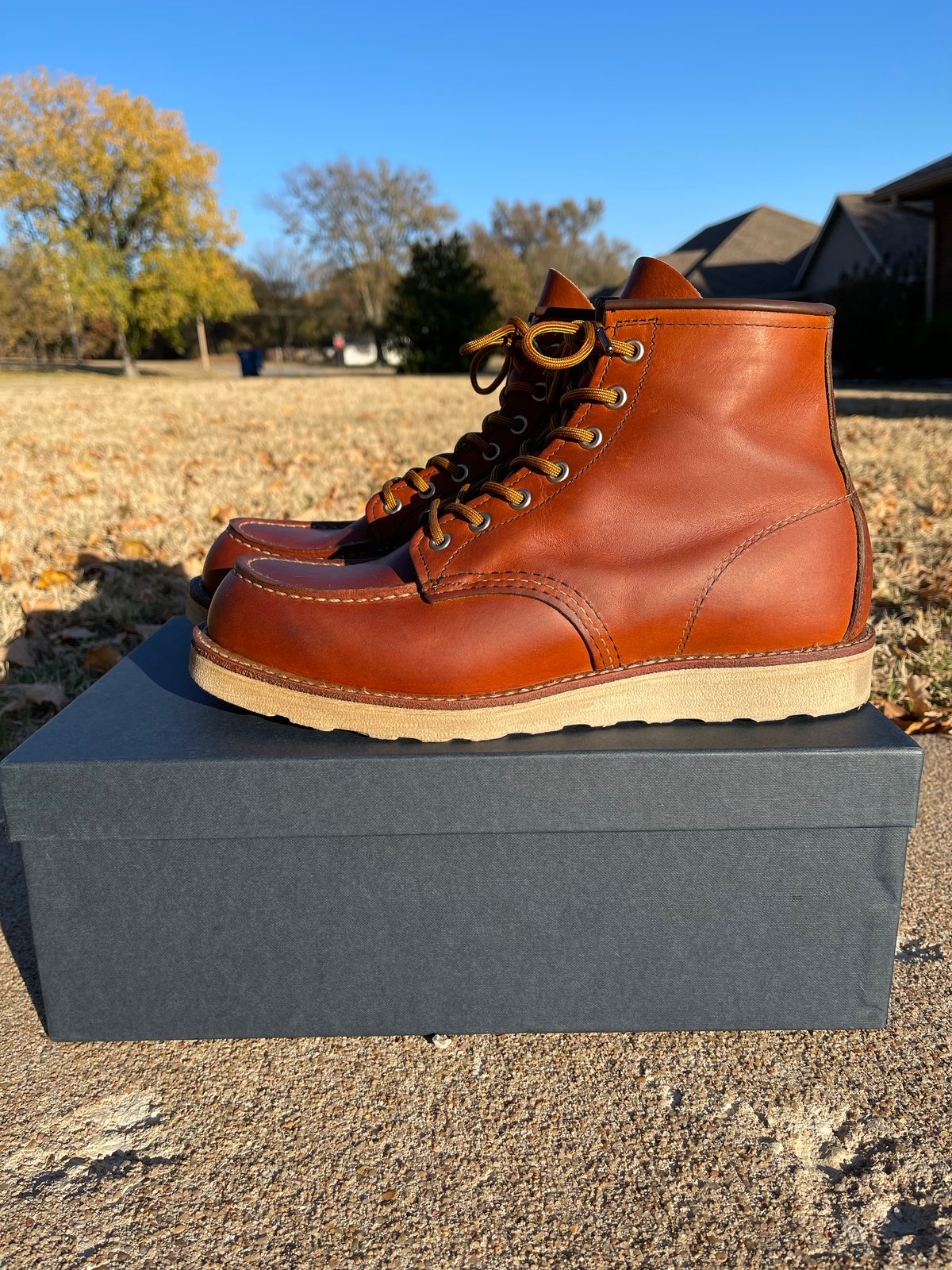 Photo by c.w.hogan on November 1, 2022 of the Red Wing 6-Inch Classic Moc in S.B. Foot Oro Legacy.