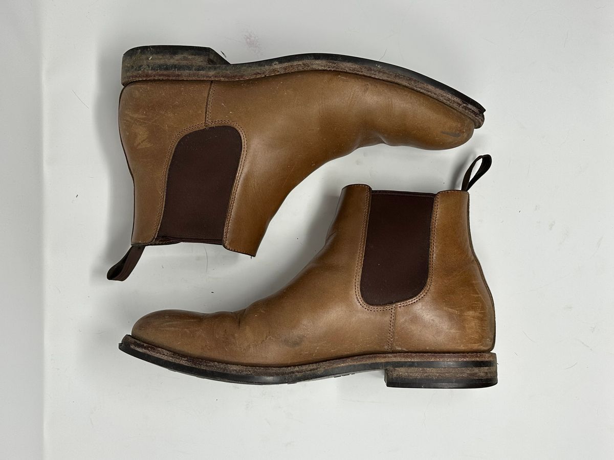 Photo by GeneParmPrivateEye on April 5, 2023 of the Grant Stone Chelsea Boot in Horween Natural Chromexcel.
