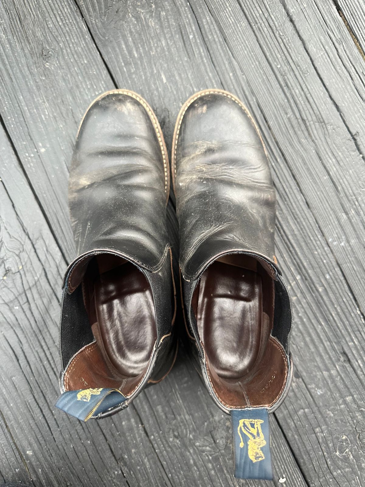 Photo by GeneParmPrivateEye on April 1, 2024 of the John Lofgren Chelsea Boots in Horween Black Chromexcel.