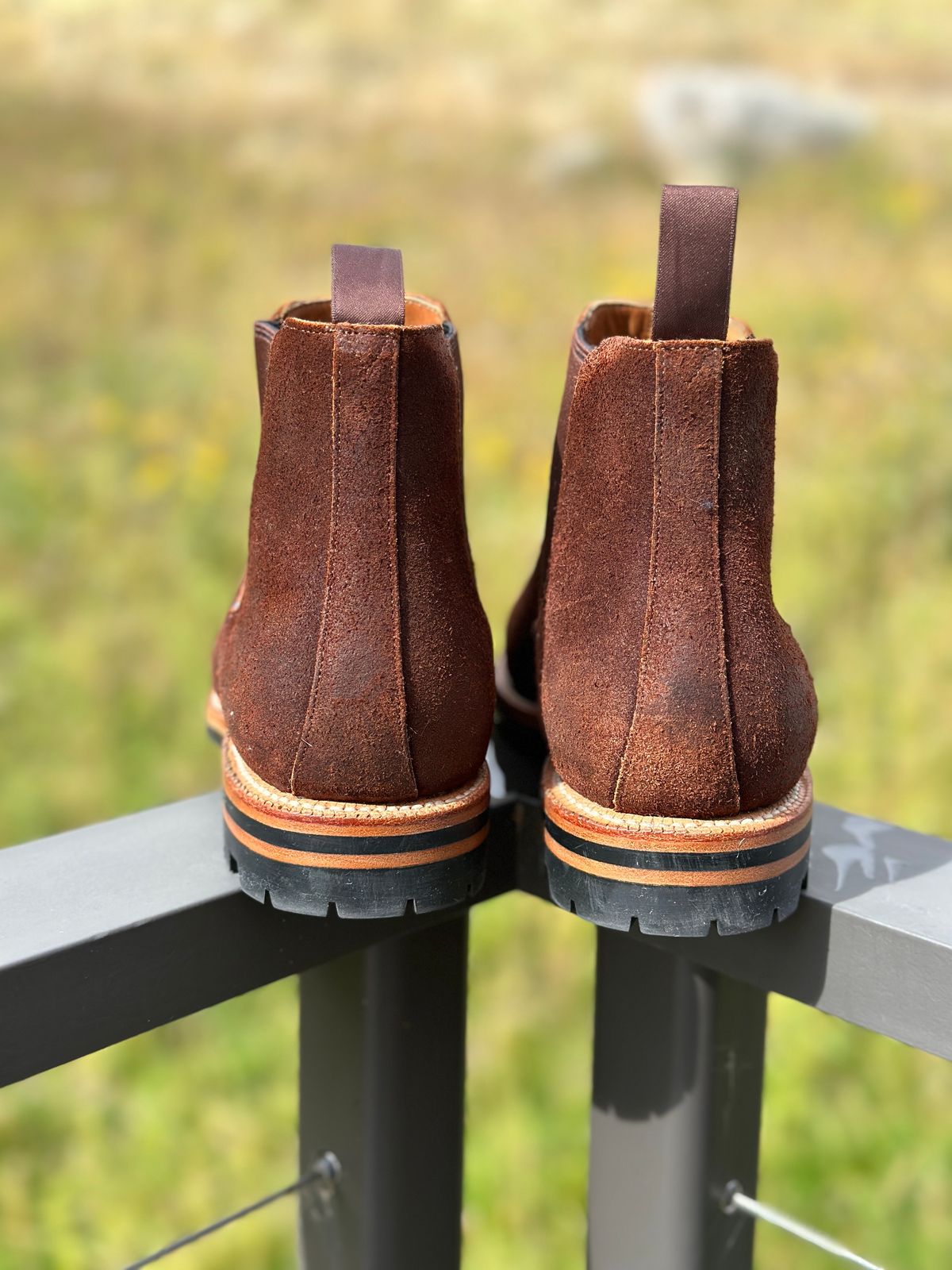 Photo by rbayon on October 3, 2023 of the Grant Stone Chelsea Boot in C.F. Stead Dark Oak Roughout.