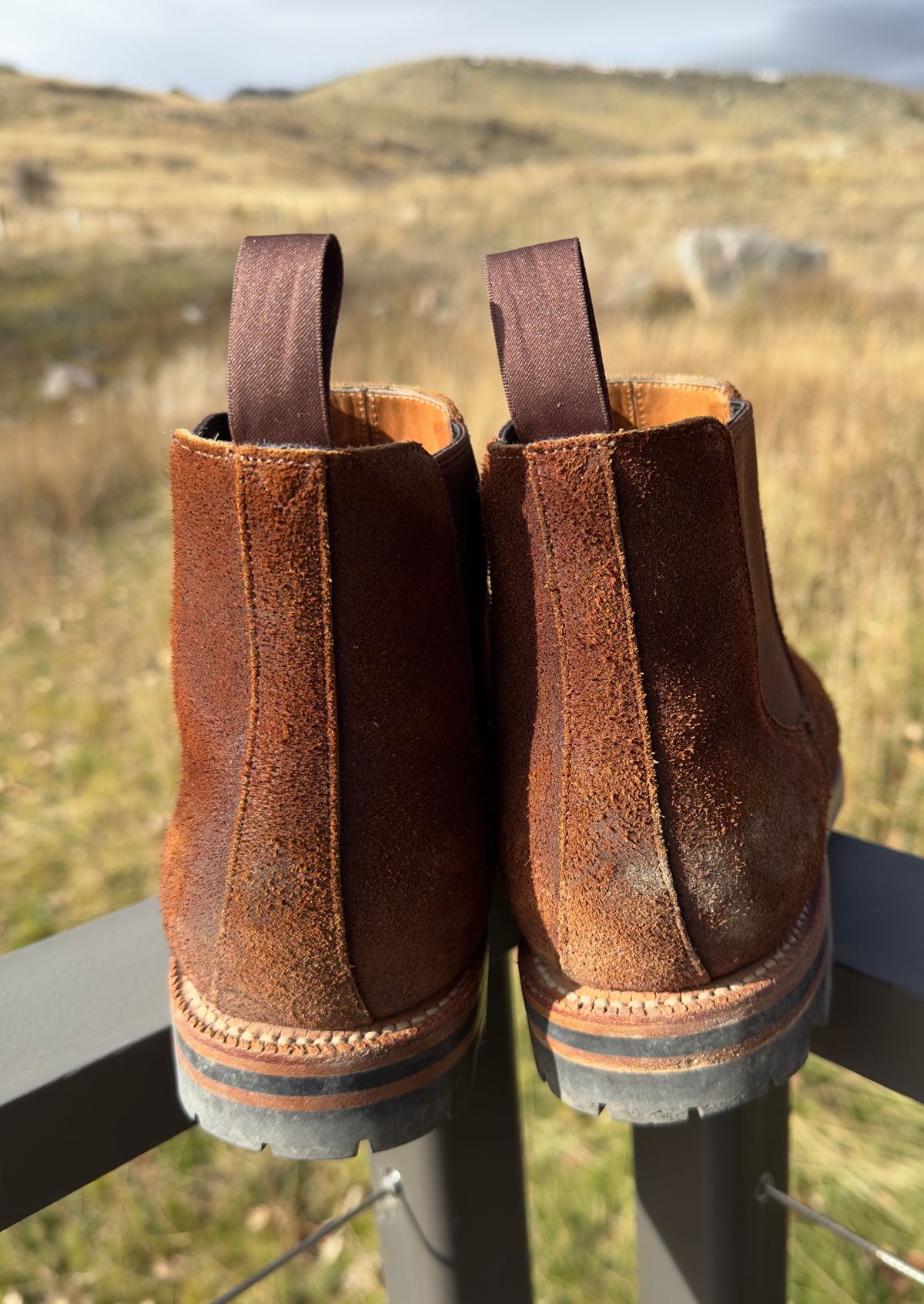 Photo by rbayon on November 4, 2023 of the Grant Stone Chelsea Boot in C.F. Stead Dark Oak Roughout.