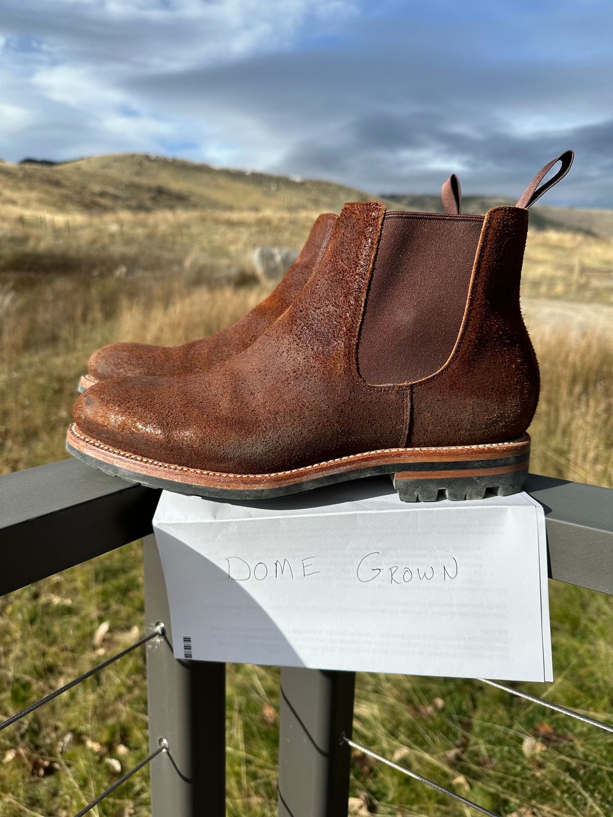 Photo by rbayon on November 4, 2023 of the Grant Stone Chelsea Boot in C.F. Stead Dark Oak Roughout.