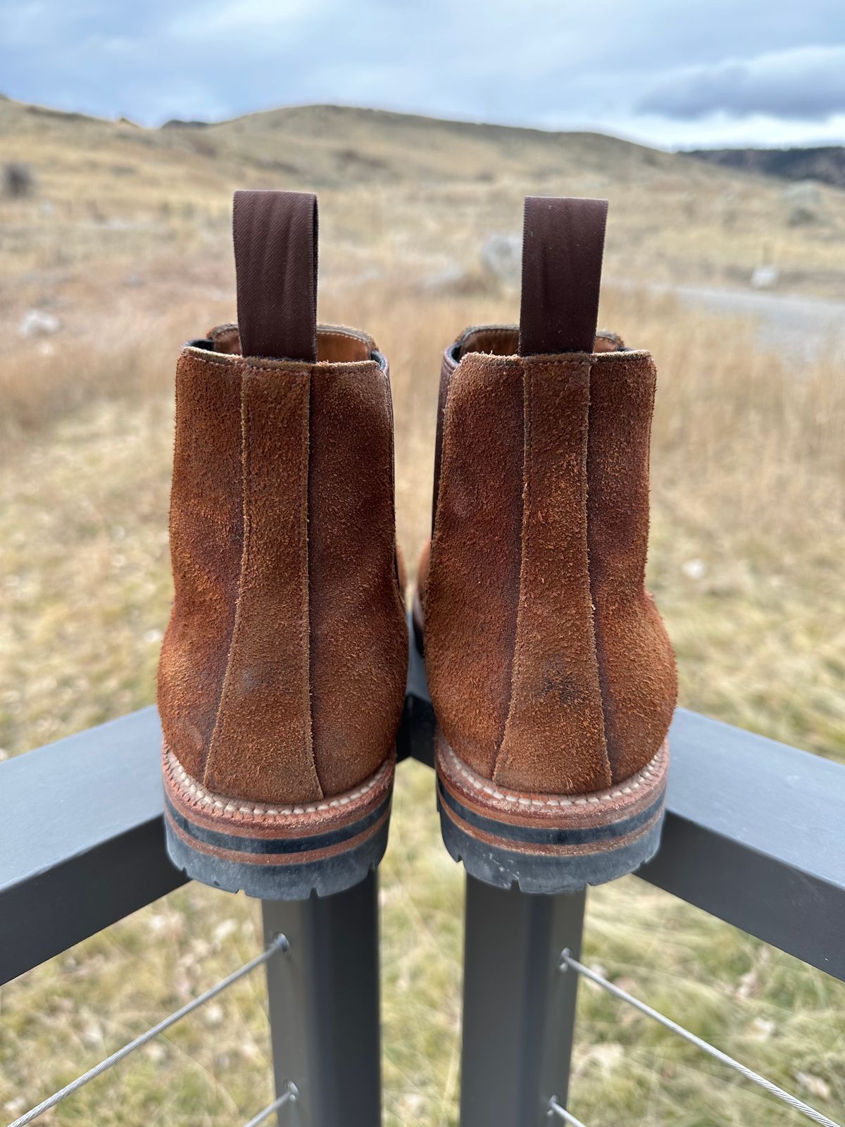 Photo by rbayon on December 5, 2023 of the Grant Stone Chelsea Boot in C.F. Stead Dark Oak Roughout.