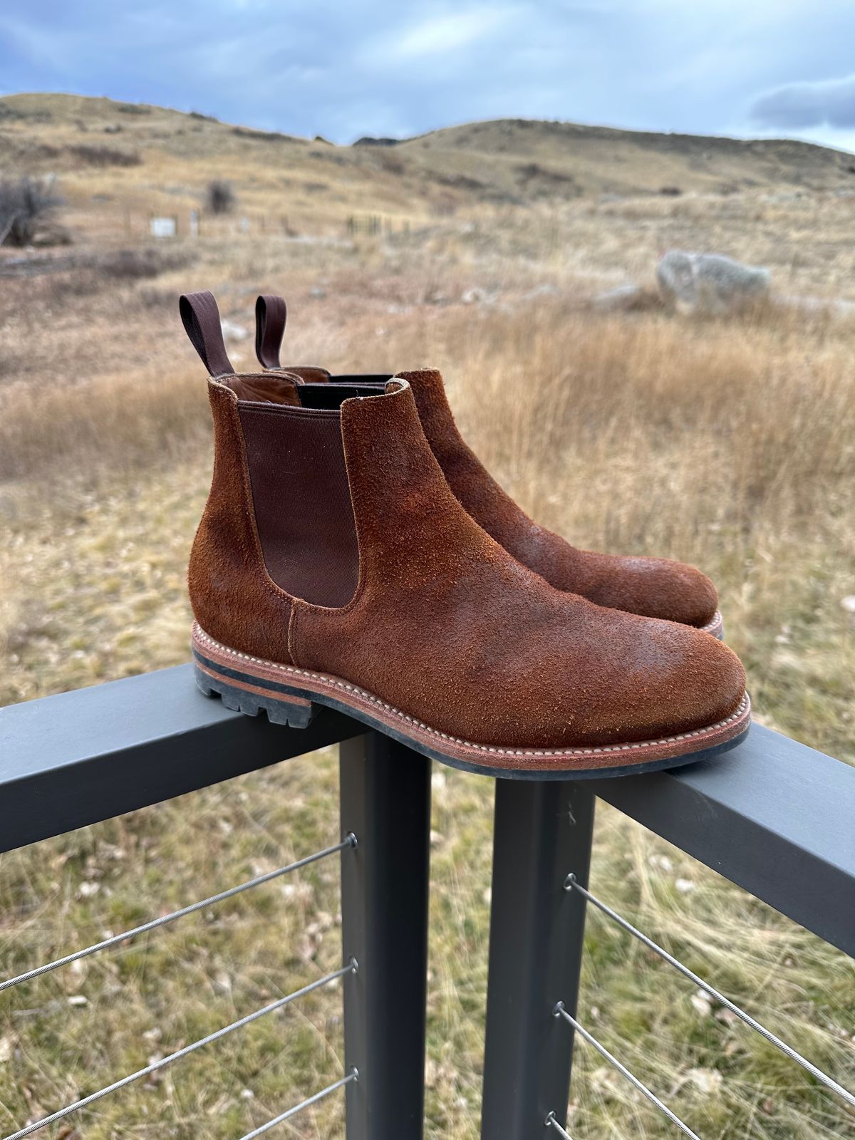 Photo by rbayon on December 5, 2023 of the Grant Stone Chelsea Boot in C.F. Stead Dark Oak Roughout.