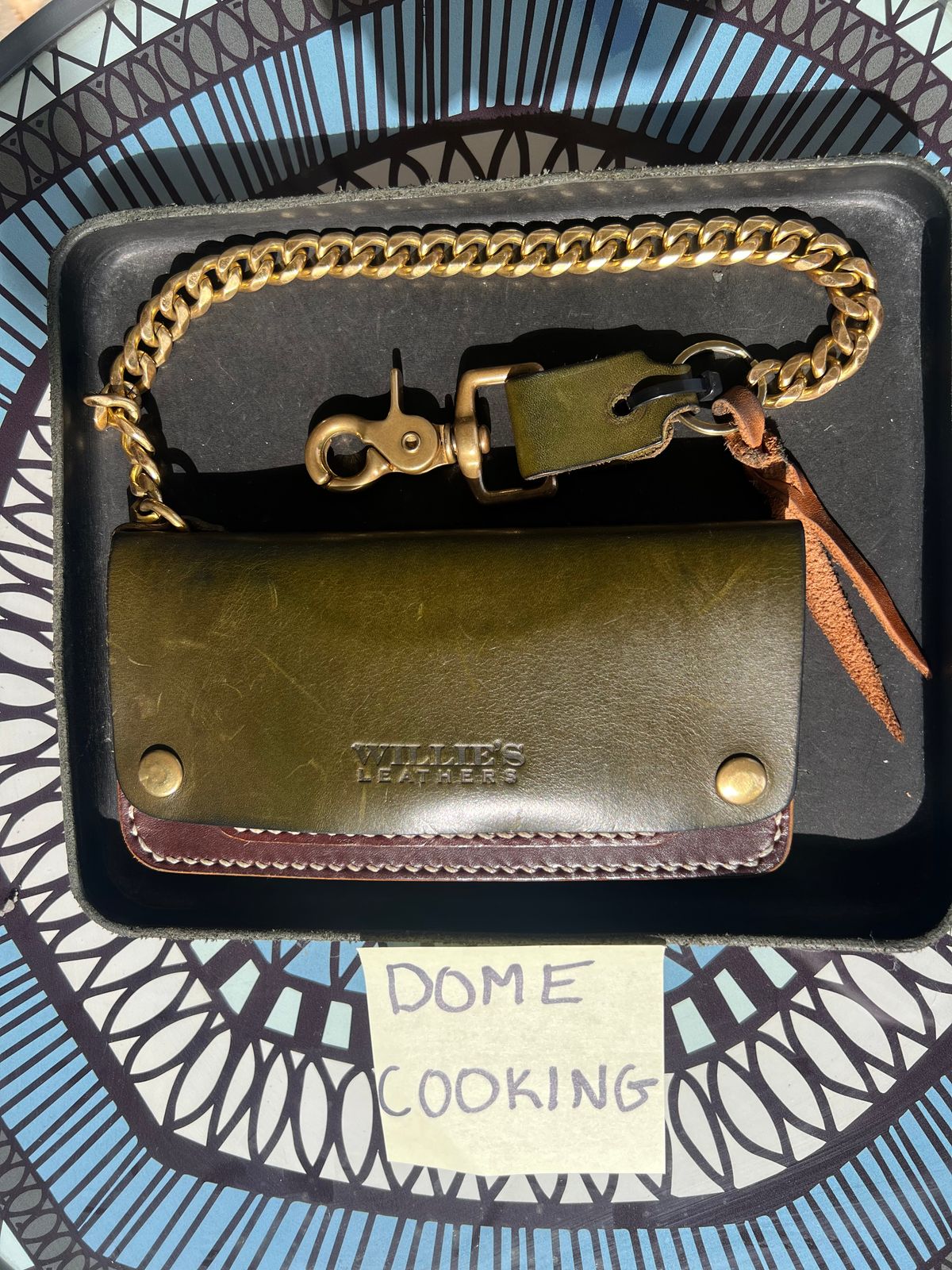 Photo by AlManuel on November 2, 2025 of the Willie's Handmade Boots Biker Wallet in Badalassi Carlo Oliva Minerva.