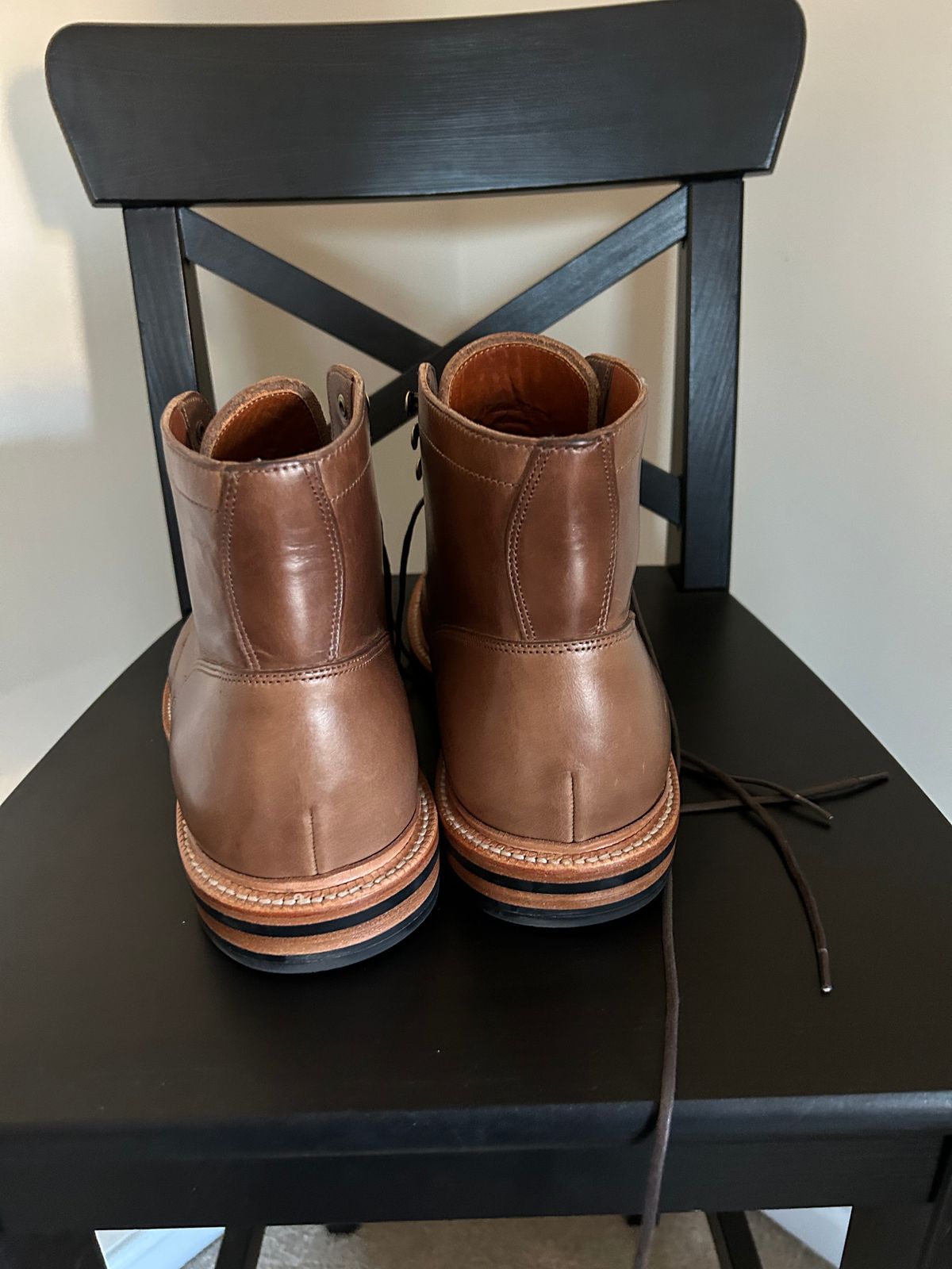 Photo by natjow on October 5, 2023 of the Grant Stone Ottawa Boot in Horween Dune Chromexcel.