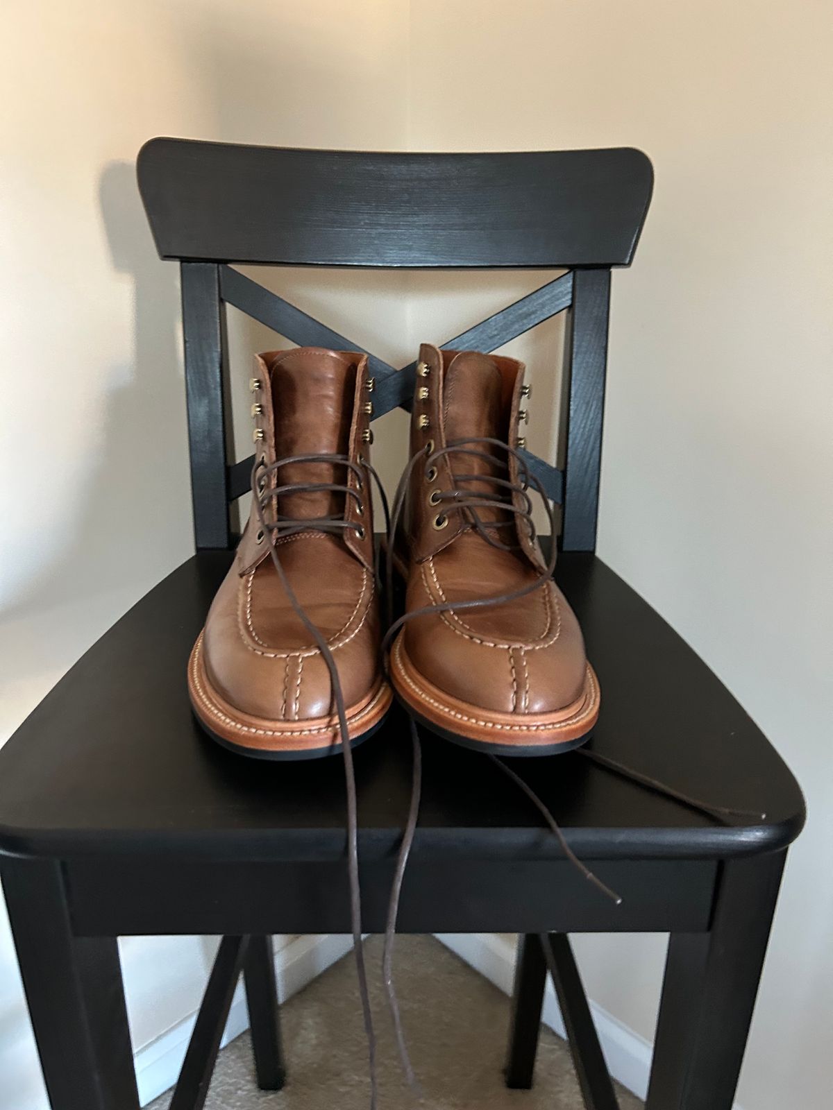 Photo by natjow on October 5, 2023 of the Grant Stone Ottawa Boot in Horween Dune Chromexcel.
