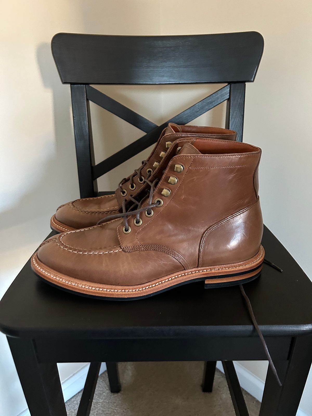 Photo by natjow on October 5, 2023 of the Grant Stone Ottawa Boot in Horween Dune Chromexcel.