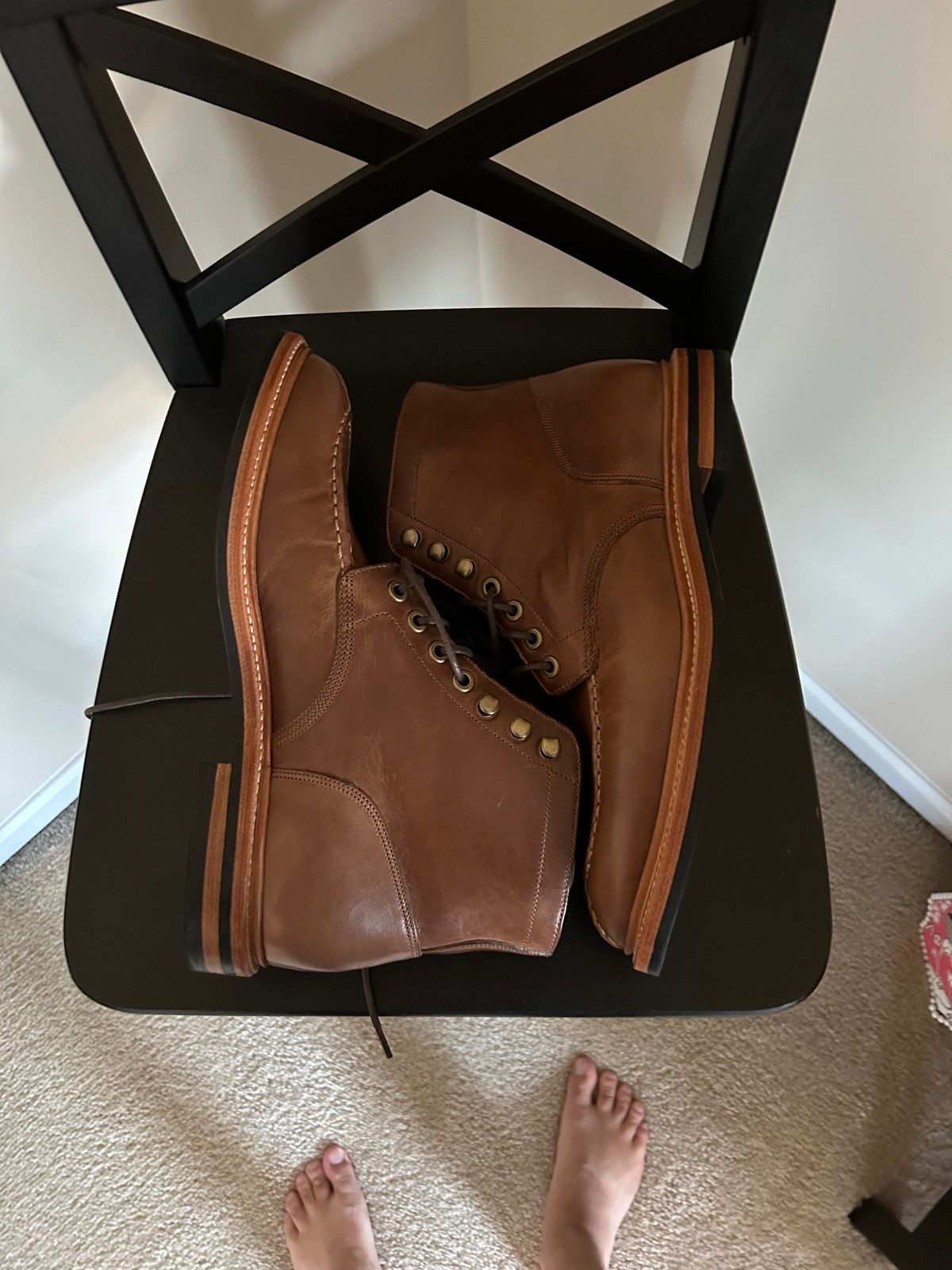 Photo by natjow on October 5, 2023 of the Grant Stone Ottawa Boot in Horween Dune Chromexcel.