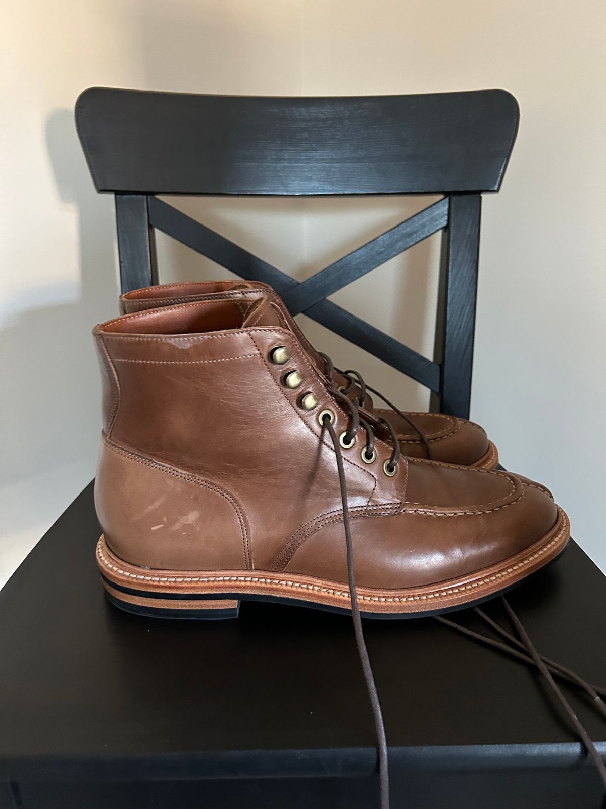 Photo by natjow on October 5, 2023 of the Grant Stone Ottawa Boot in Horween Dune Chromexcel.