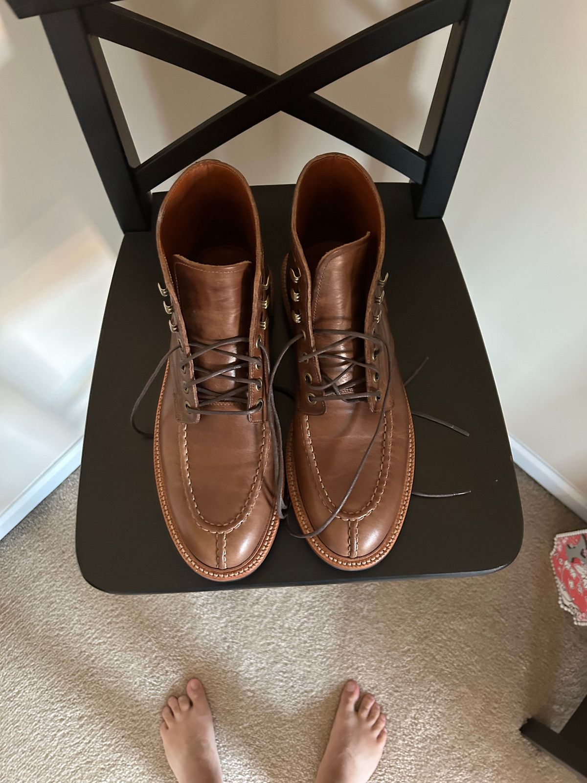 Photo by natjow on October 5, 2023 of the Grant Stone Ottawa Boot in Horween Dune Chromexcel.