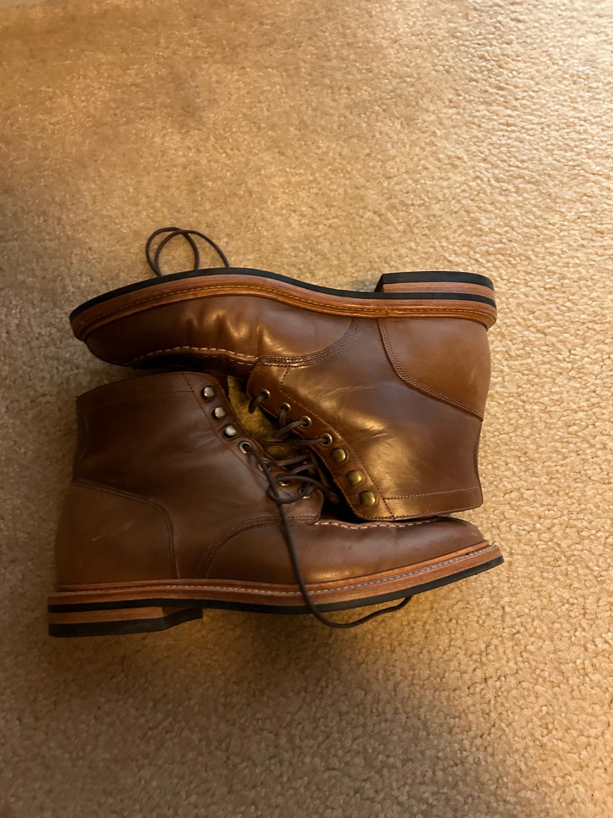 Photo by natjow on November 5, 2023 of the Grant Stone Ottawa Boot in Horween Dune Chromexcel.