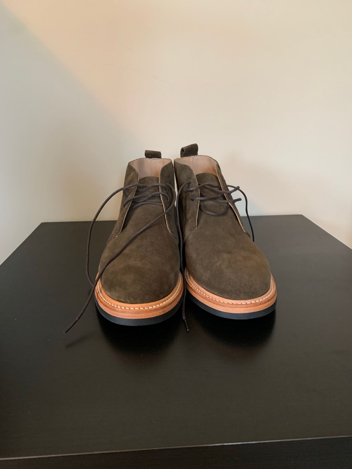 Photo by natjow on October 1, 2022 of the Taylor Stitch Unlisted Model in Olive Suede.