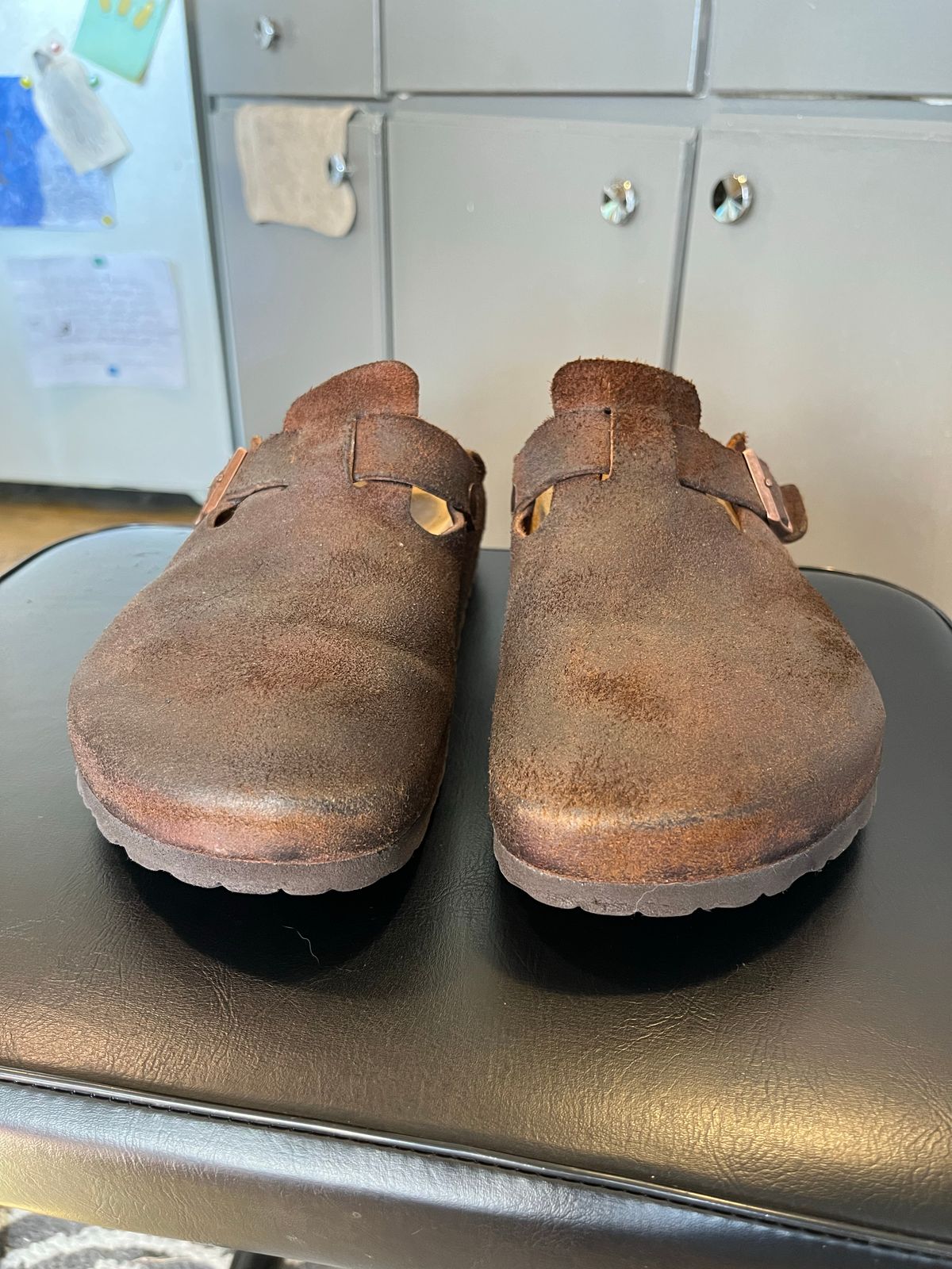 Photo by WaxDaddy on November 3, 2022 of the Birkenstock Boston in Mink Suede.