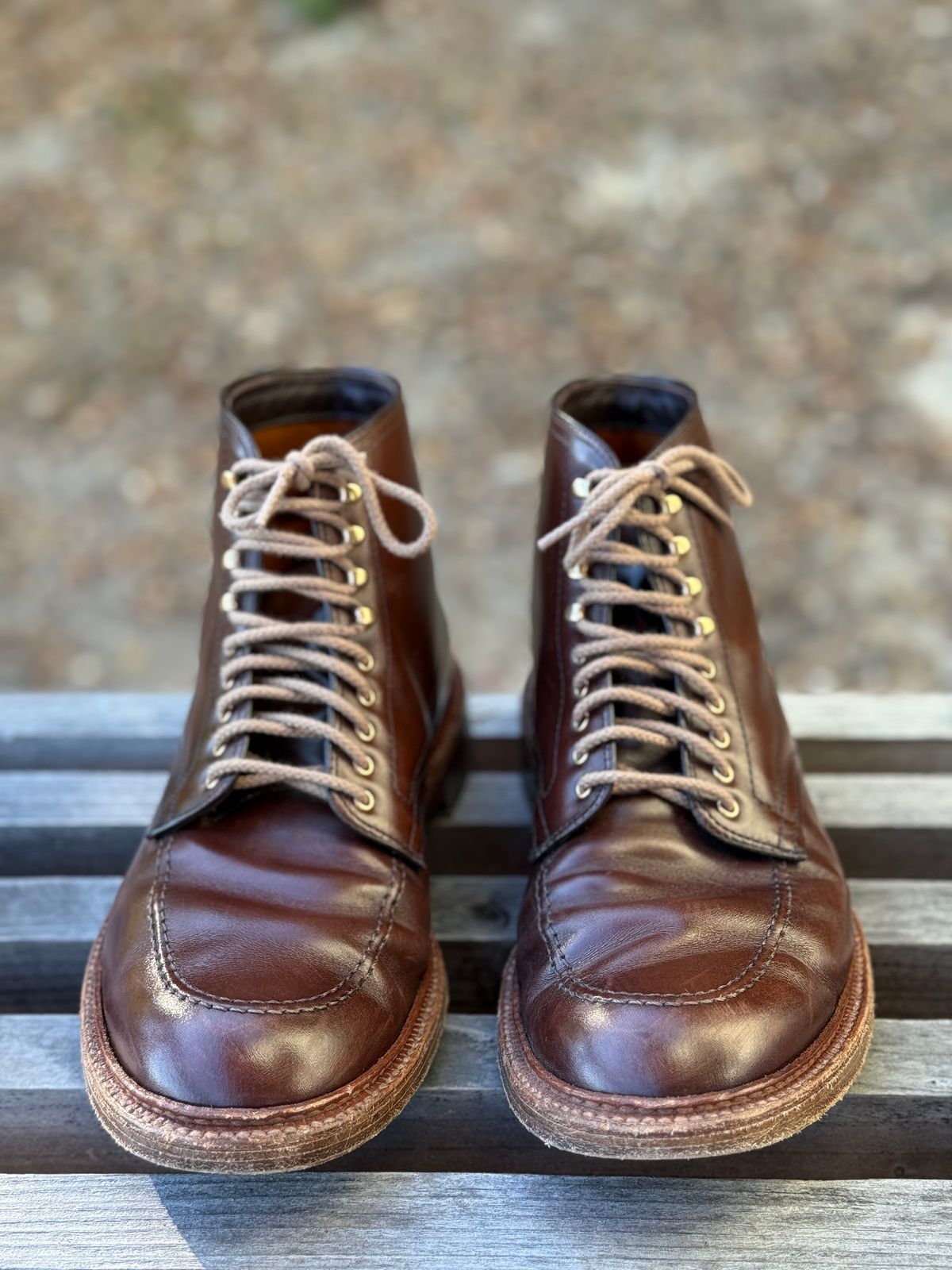 Photo by bootsnpoems on November 1, 2025 of the Alden Stitchdown Otis Indy in Brown Calfskin.