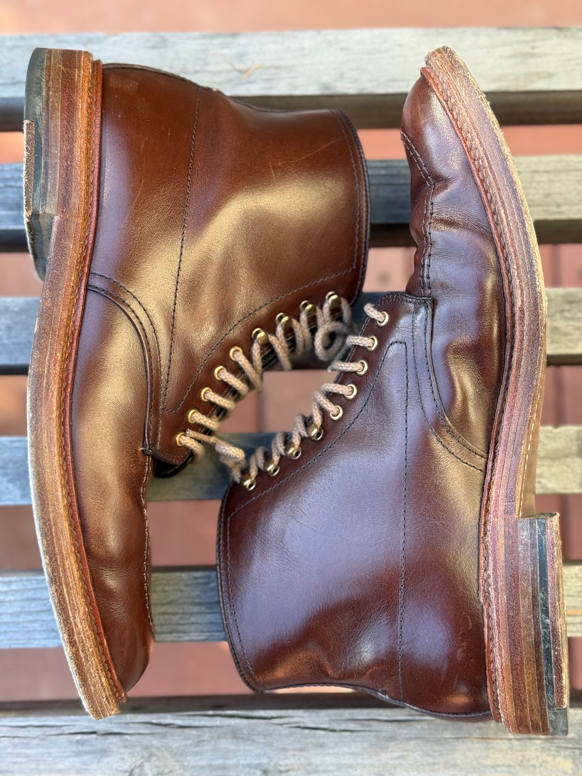 Photo by bootsnpoems on November 1, 2025 of the Alden Stitchdown Otis Indy in Brown Calfskin.