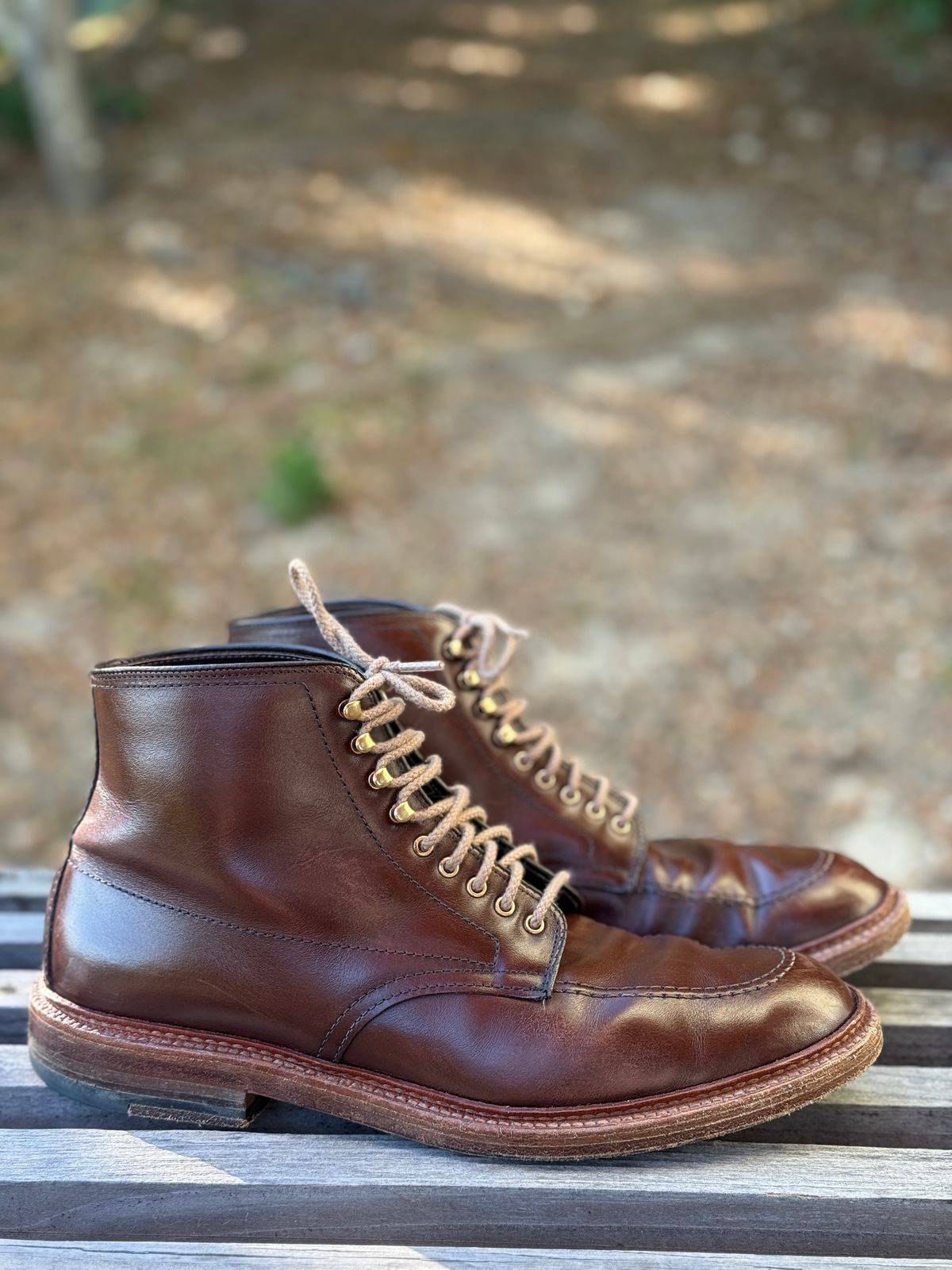 Photo by bootsnpoems on November 1, 2025 of the Alden Stitchdown Otis Indy in Brown Calfskin.